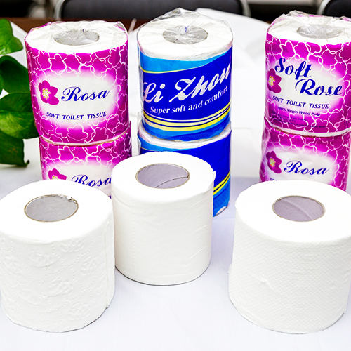 Recycled small roll toilet paper